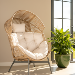 Ghế thư giãn mây đan có mái che – đệm dày êm ái